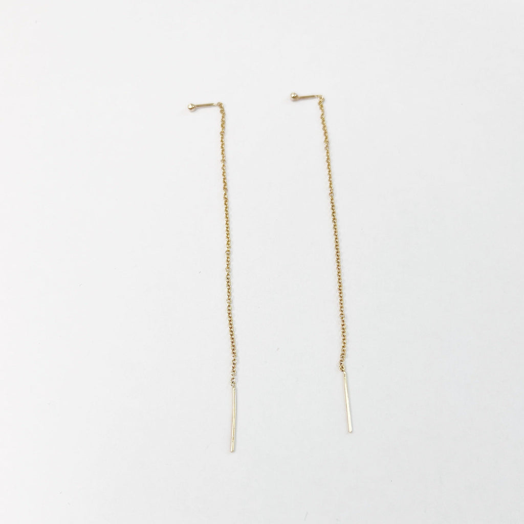 Ball Threader Earrings in 14 Karat Yellow Gold