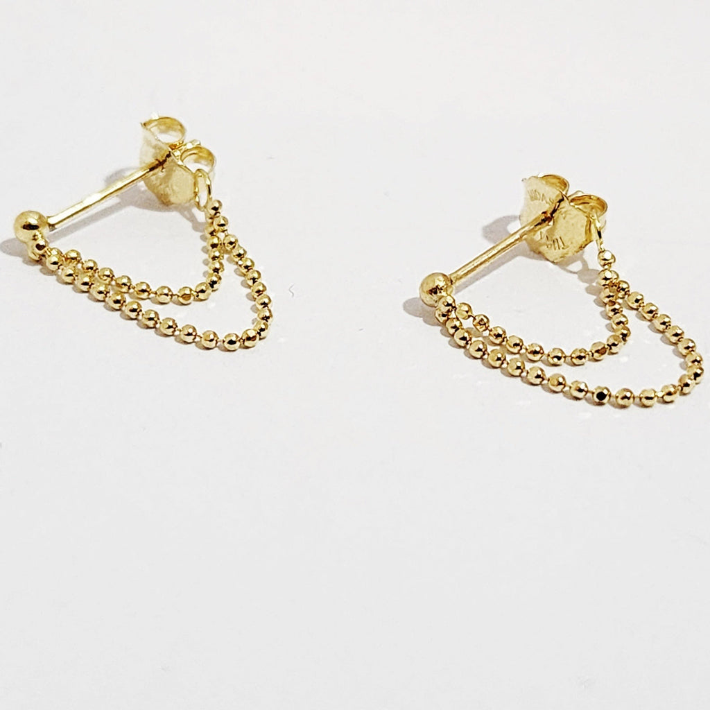 Double Chain Drop Earrings in 14 Karat Yellow Gold