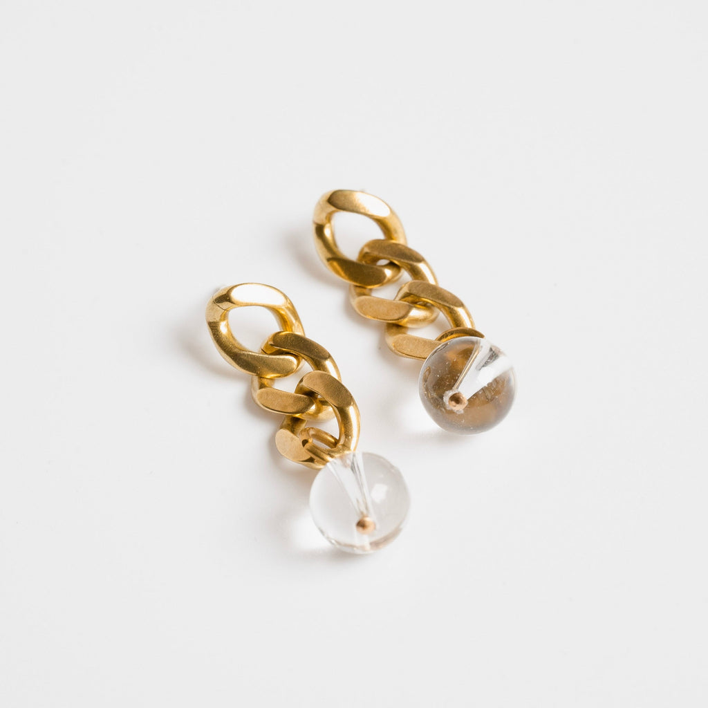 chunky chain drop earrings with quartz 