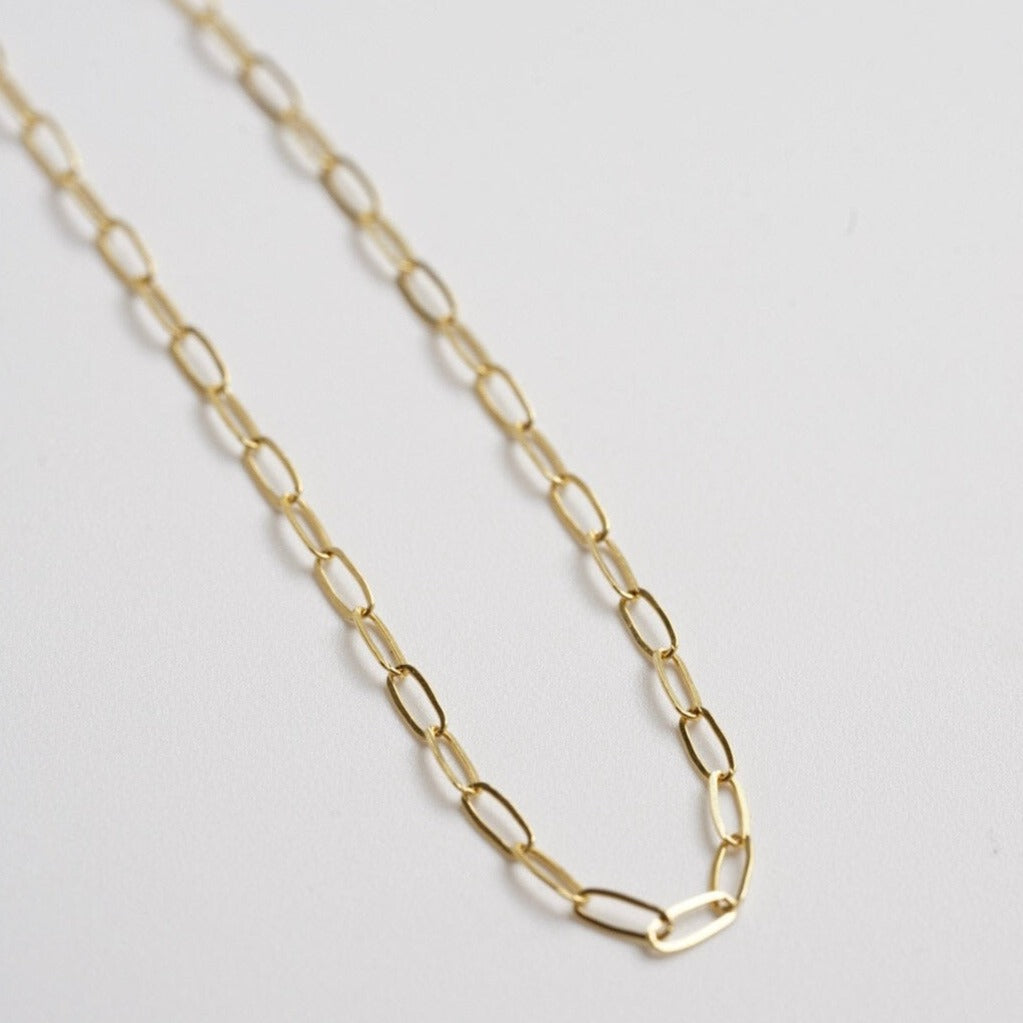 gold fill paperclip link necklace