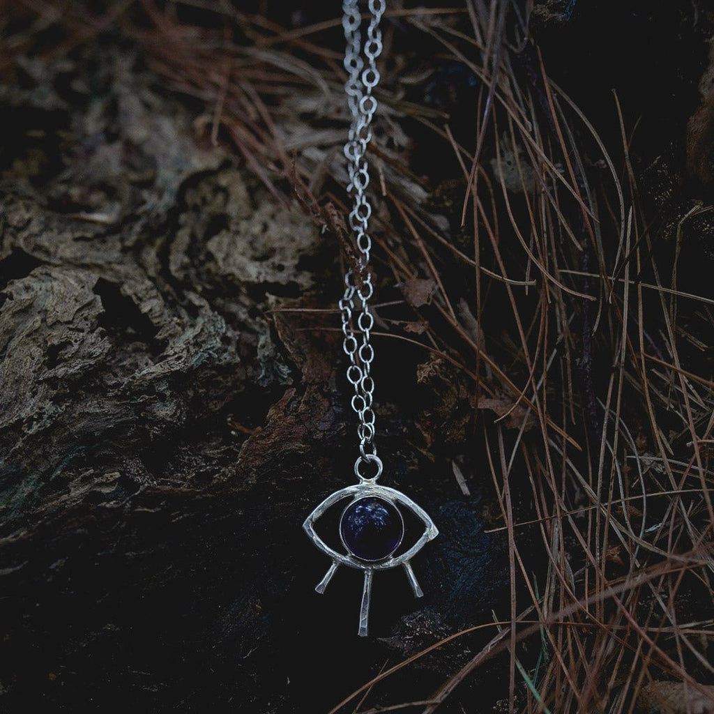 Gemstone Evil Eye Necklace in Sterling Silver - Choose Your Gemstone
