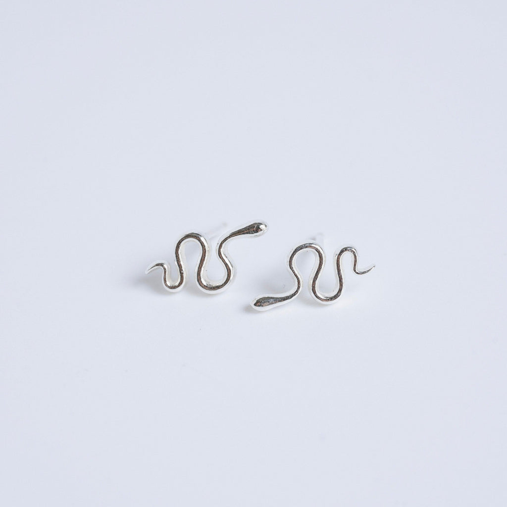 snake stud earrings in sterling silver