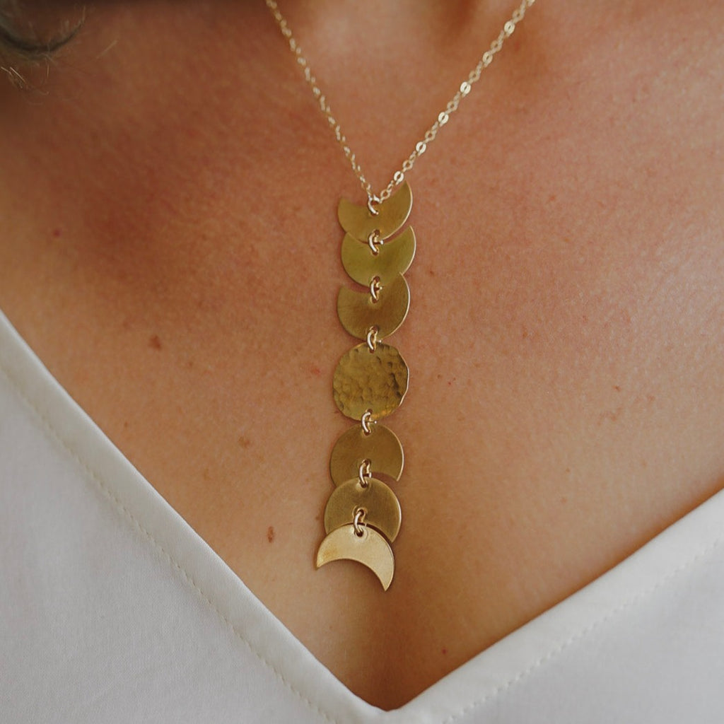Moon Phase Celestial Necklace - Choose Your Metal