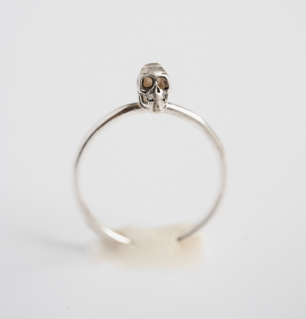 sterling silver skull stacking ring