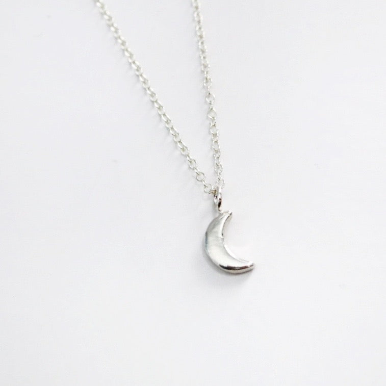 Sterling silver dainty moon necklace