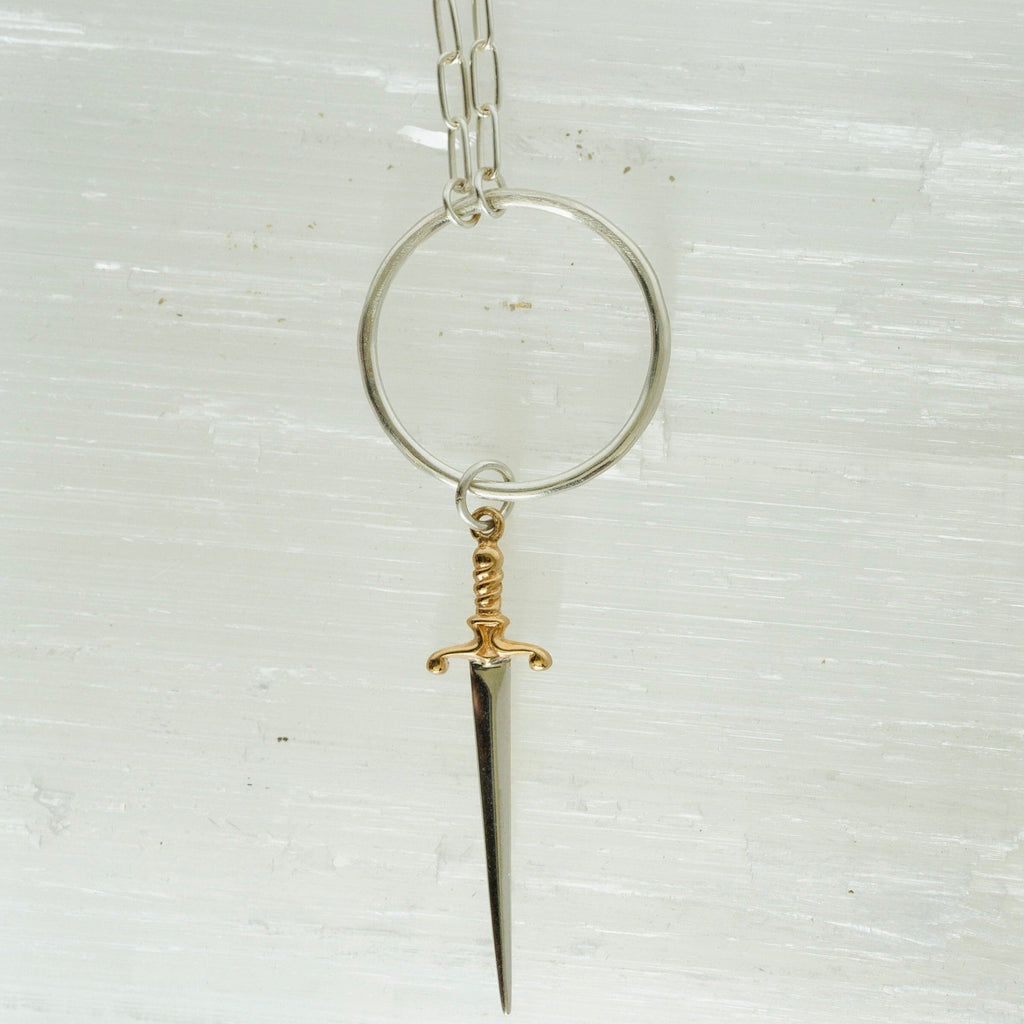 mixed metal dagger necklace