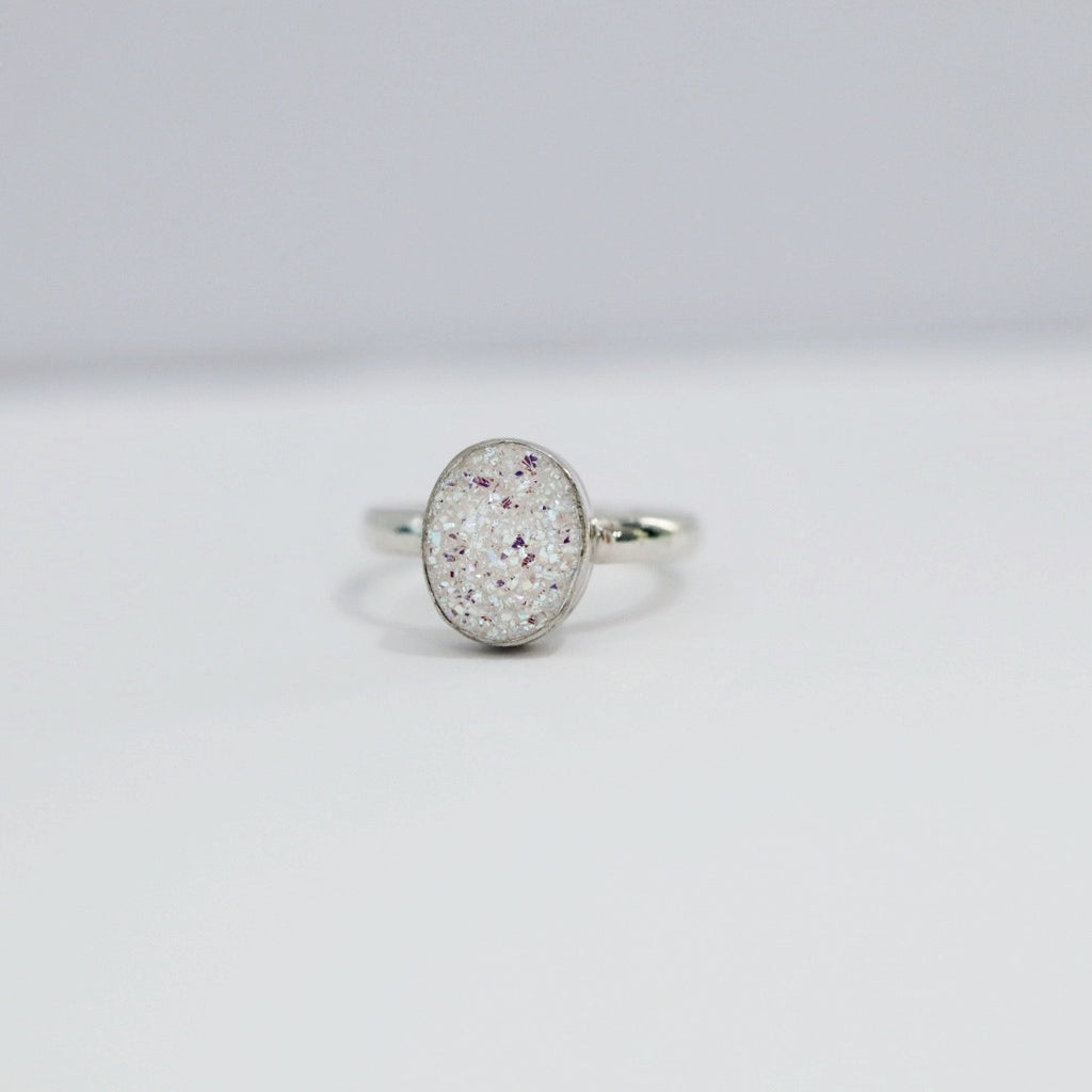 Druzy Gemstone and Sterling Silver Ring / Ready to Ship size 6.25