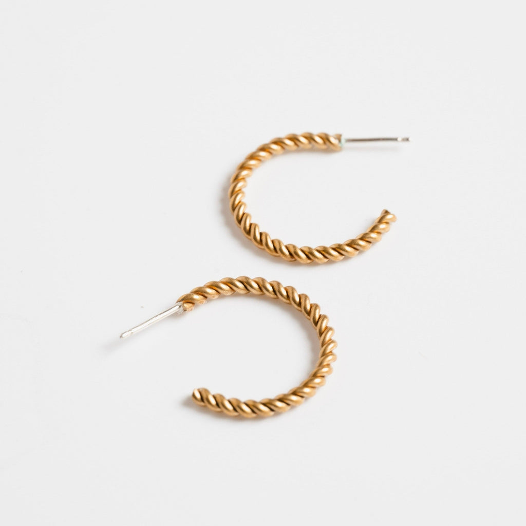 metrix jewelry - brass twist hoop earrings