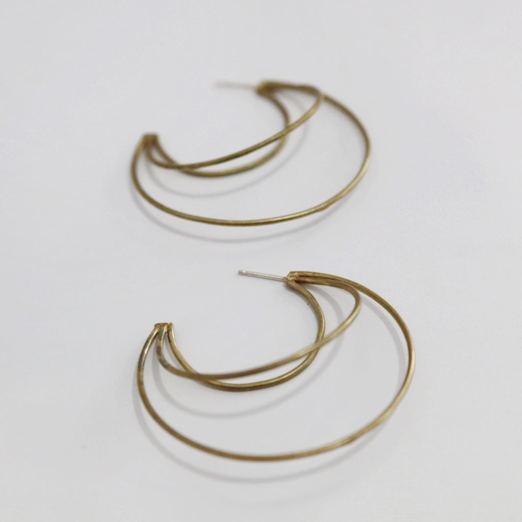 Triple Frame Hoop Earrings - Choose Your Metal / Ready to ship in Brass