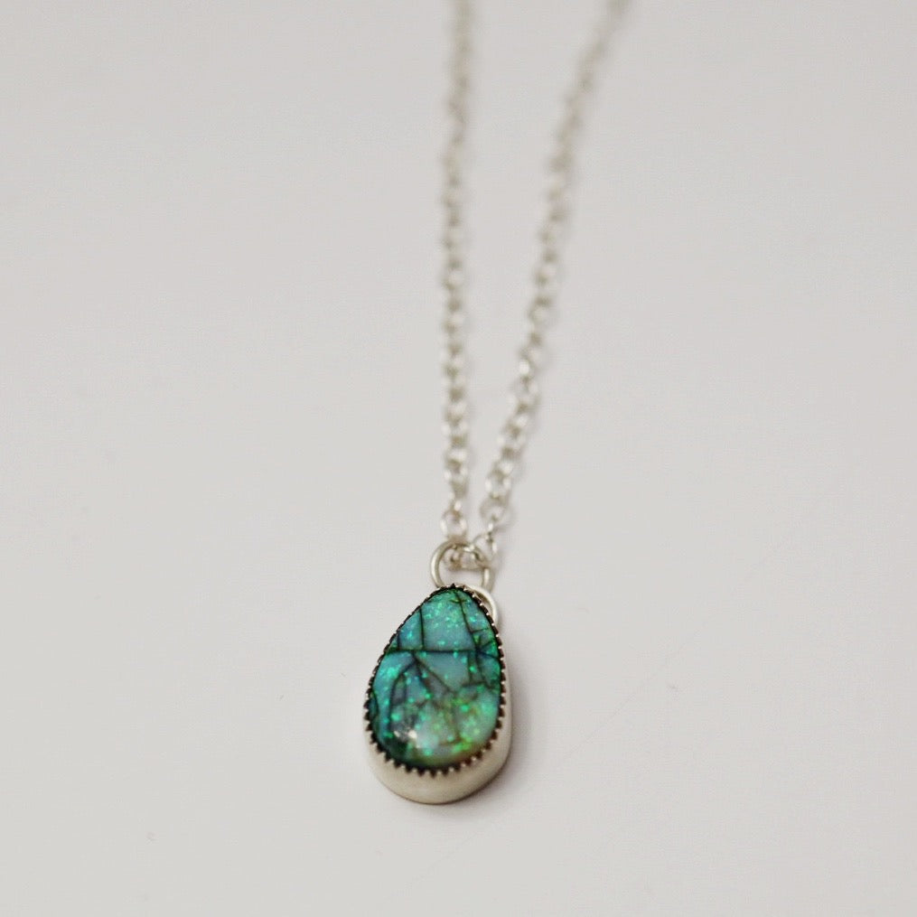 Teardrop Opal and Sterling Silver Necklace / Ready to ship
