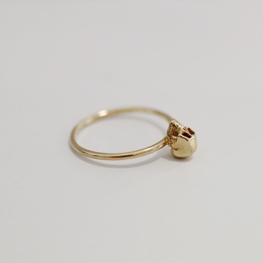 Petite Skull Stacking Ring in 14k Yellow Gold / Ready to ship size 8