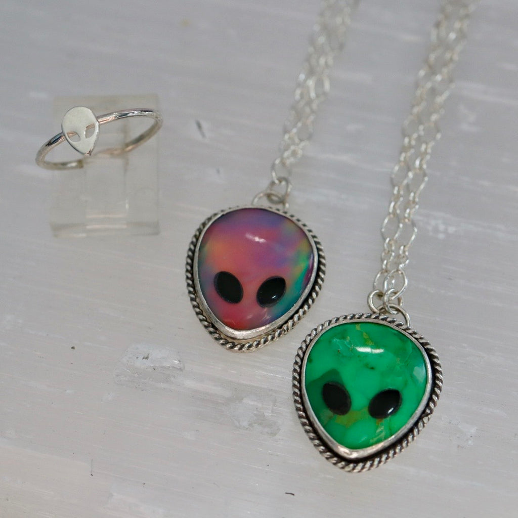 Alien Aurora Opal Necklace in Sterling Silver / Ready to Ship