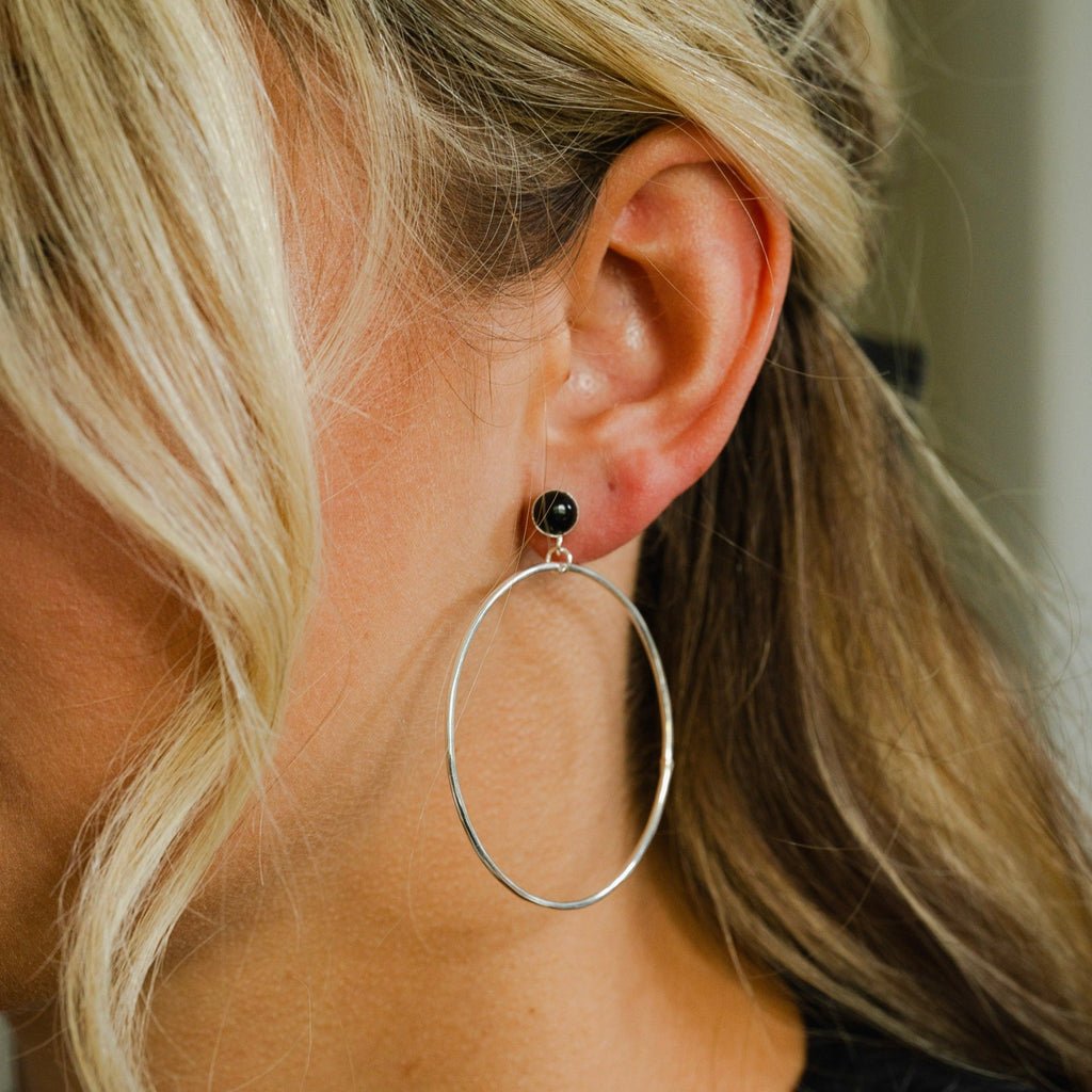 Gemstone Stud Drop Earrings in Sterling Silver - Choose Your Gemstone