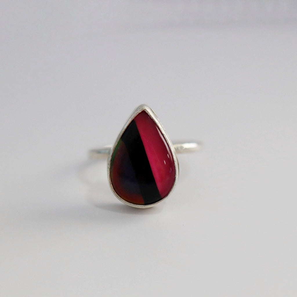 Teardrop Mosaic Ring in Sterling Silver / Ready to Ship Size 6