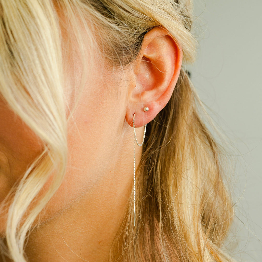 Extra Long Sterling Silver Threader Earring with Ball / Ready to ship