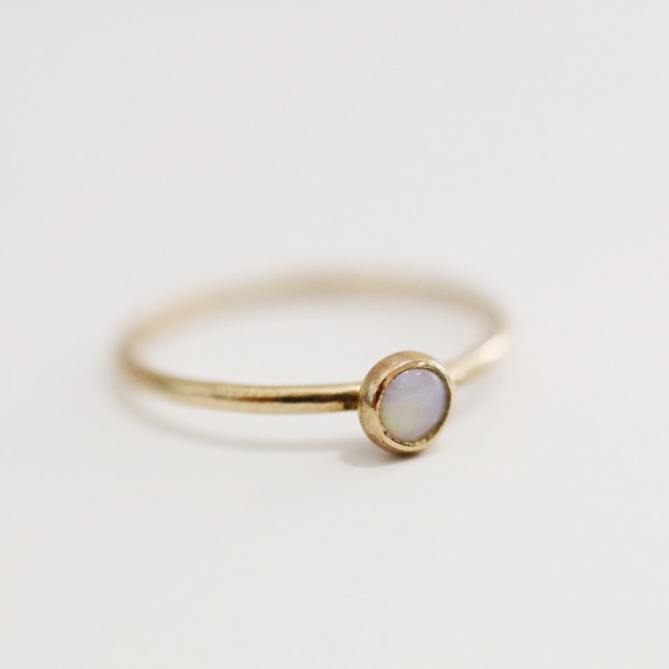 Opal Gemstone Stacking Ring in 14 Karat Gold / ready to ship / size 5.75