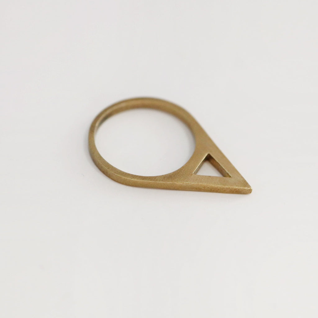 Brass Open Triangle Spike Ring