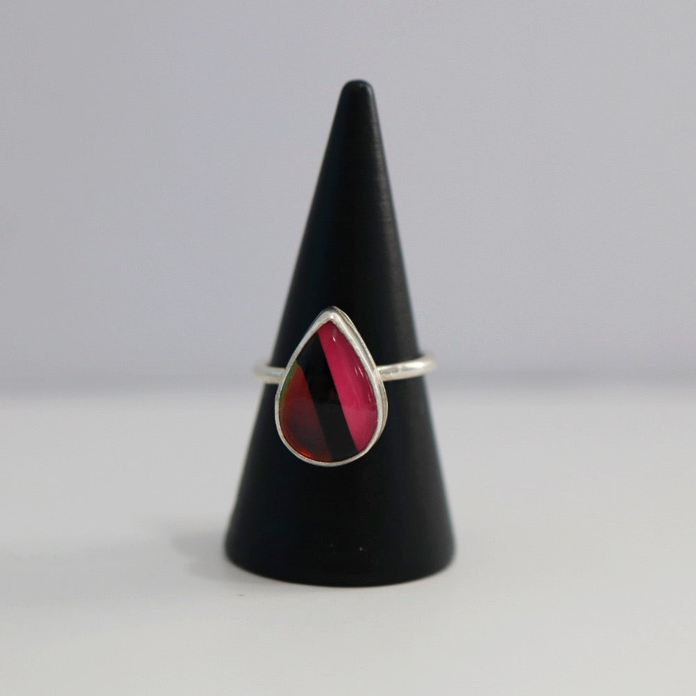 Teardrop Mosaic Ring in Sterling Silver / Ready to Ship Size 6