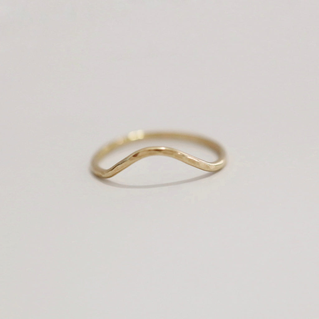 Hammered Curve Stacking Ring in 14 Karat Yellow Gold
