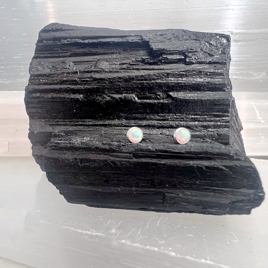 opal stud earrings in sterling silver