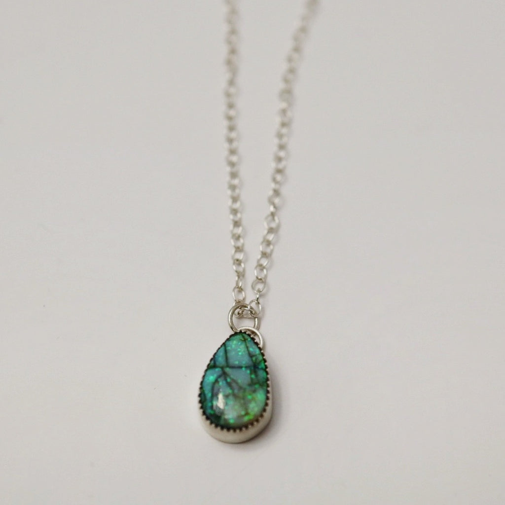 Teardrop Opal and Sterling Silver Necklace / Ready to ship