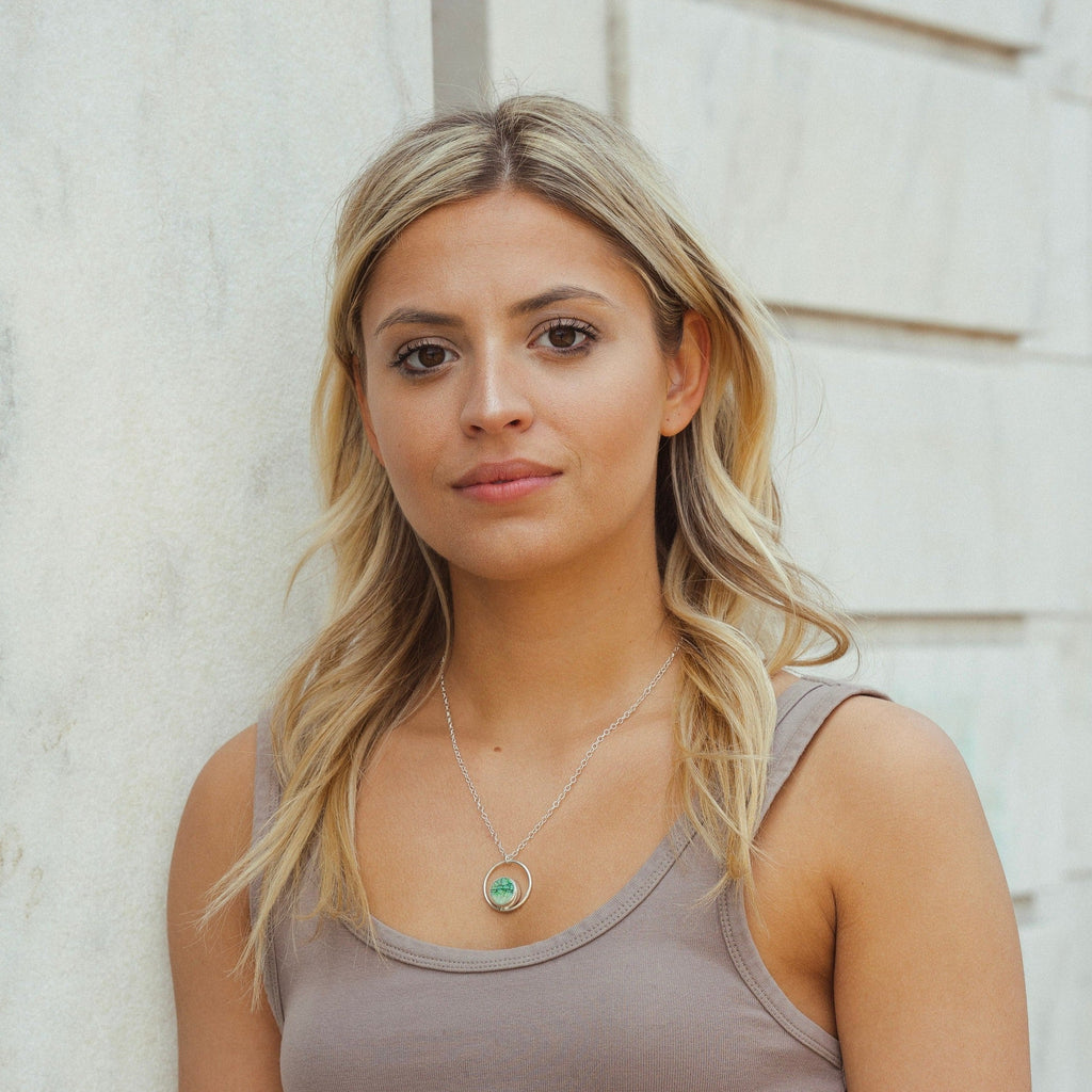 Opal Geometric Orbit Necklace in Sterling Silver / Ready to Ship