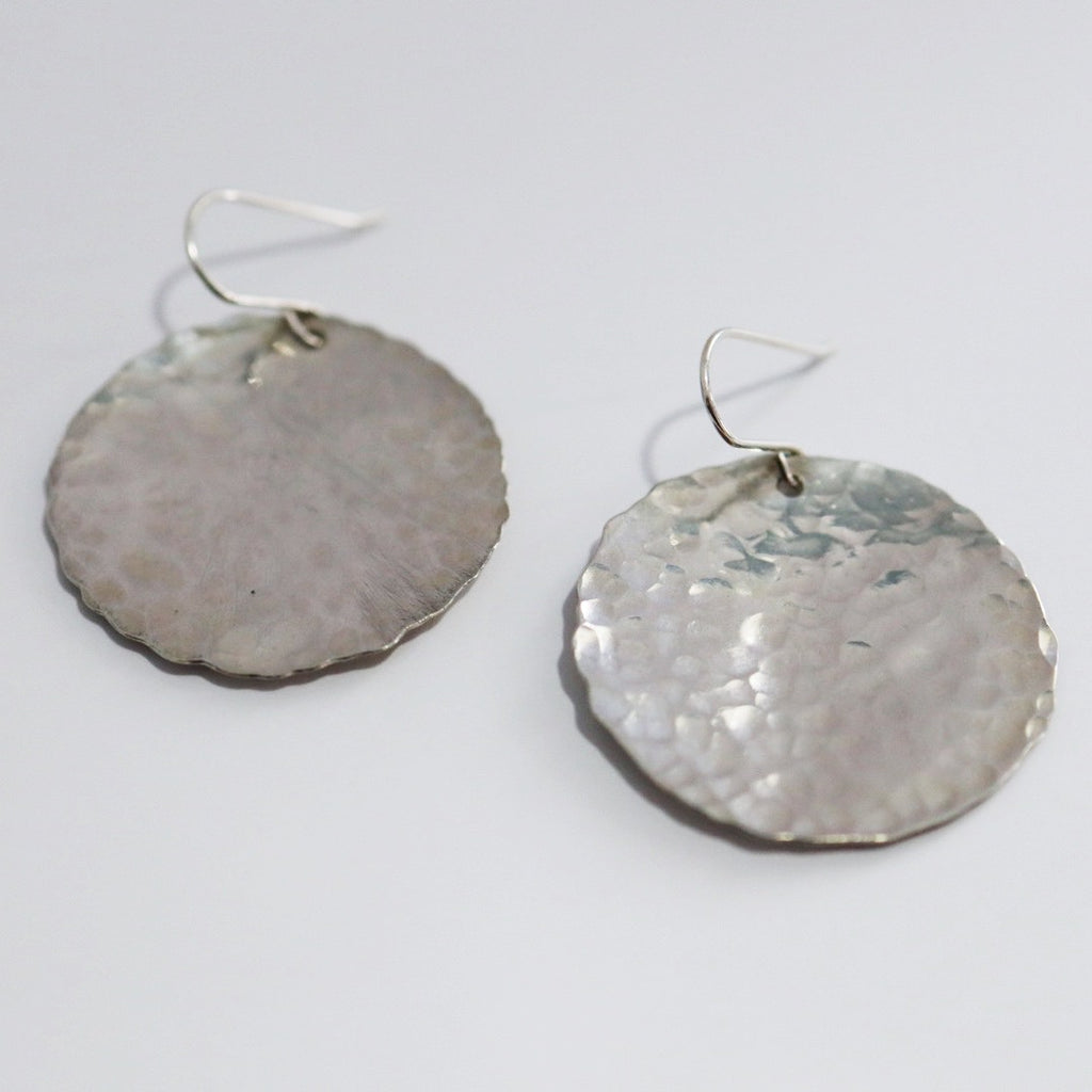 Hammered Disc Earrings in Sterling Silver / Ready to Ship