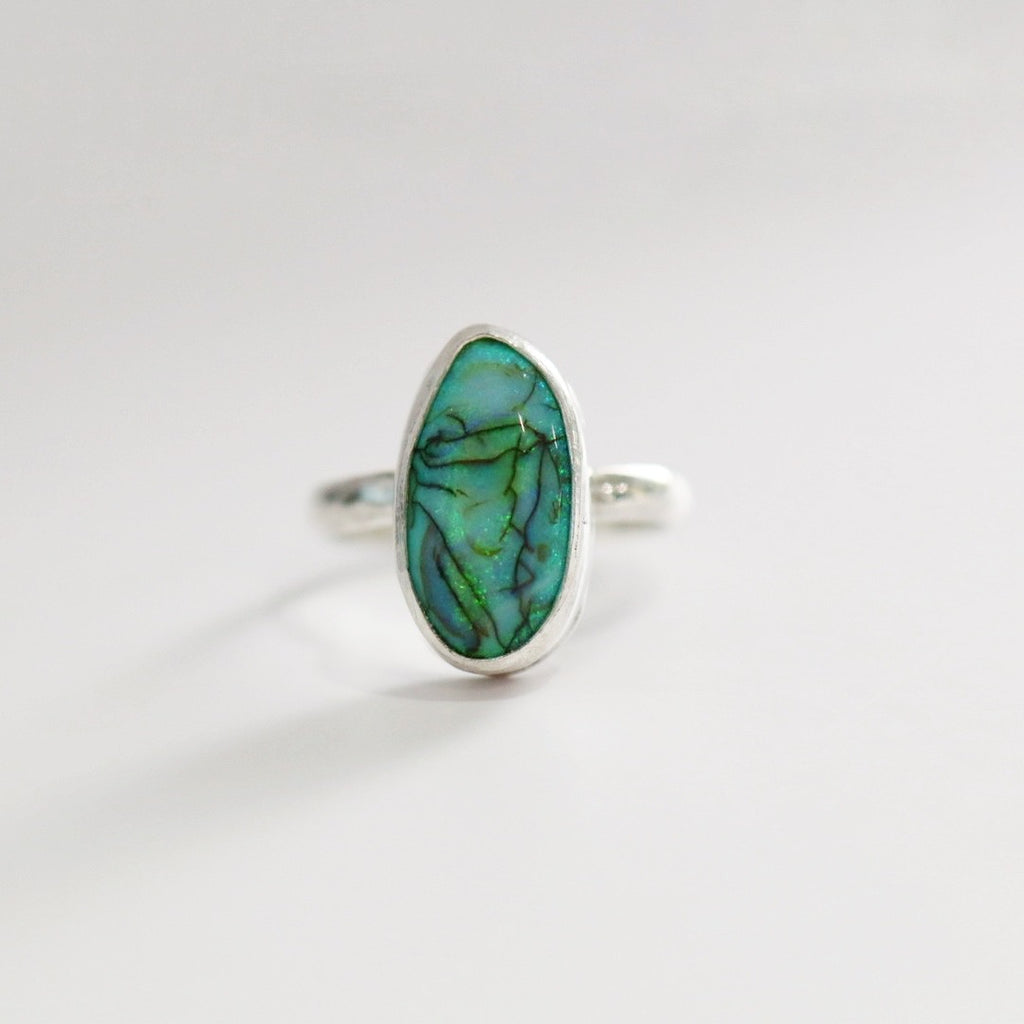 Opal and Sterling Silver Gemstone Ring / Ready to ship size 6