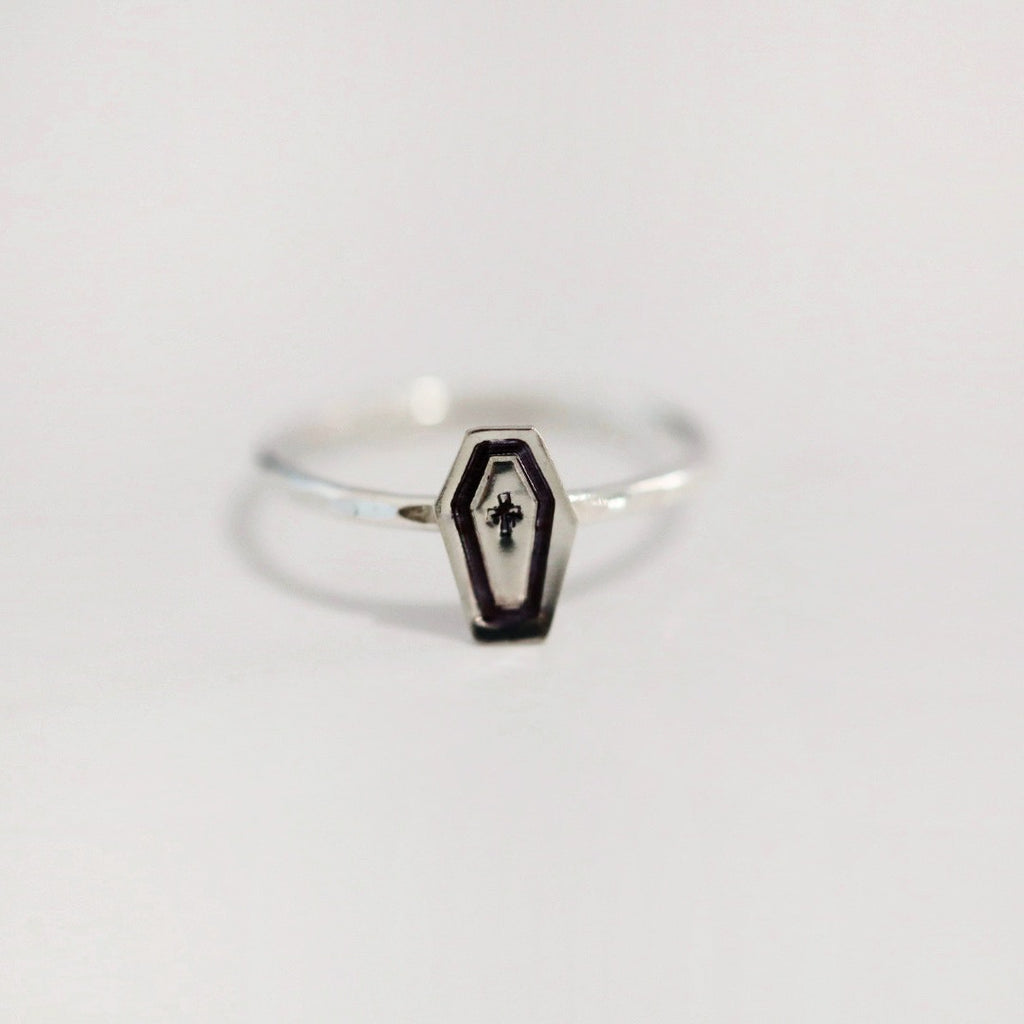 Dainty Sterling Silver Coffin Stacking Ring