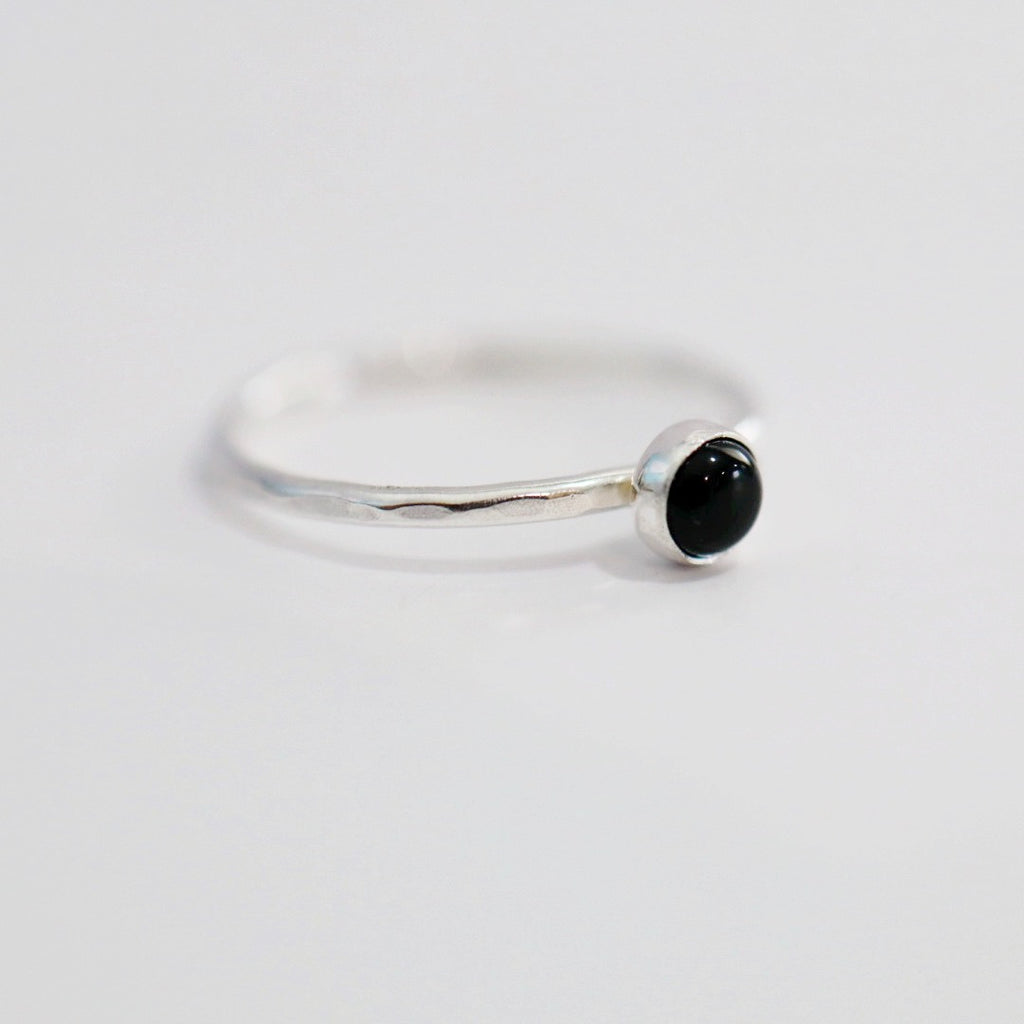 Black Onyx Gemstone Stacking Ring in Sterling Silver