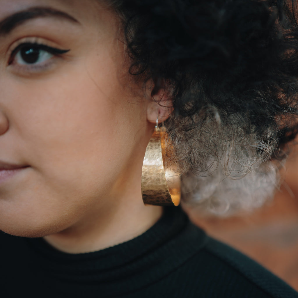 Hammered Basket Hoop Earrings - Choose Your Metal and Size