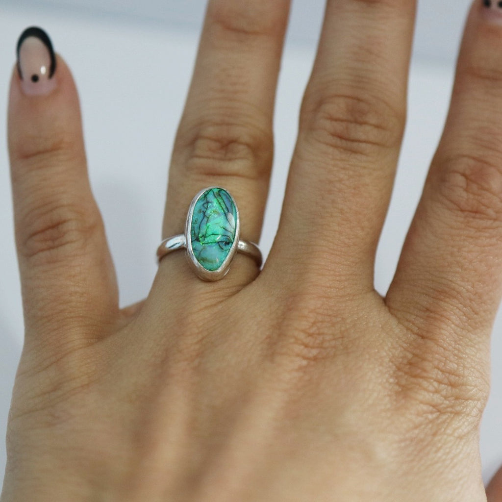 Opal and Sterling Silver Gemstone Ring / Ready to ship size 6