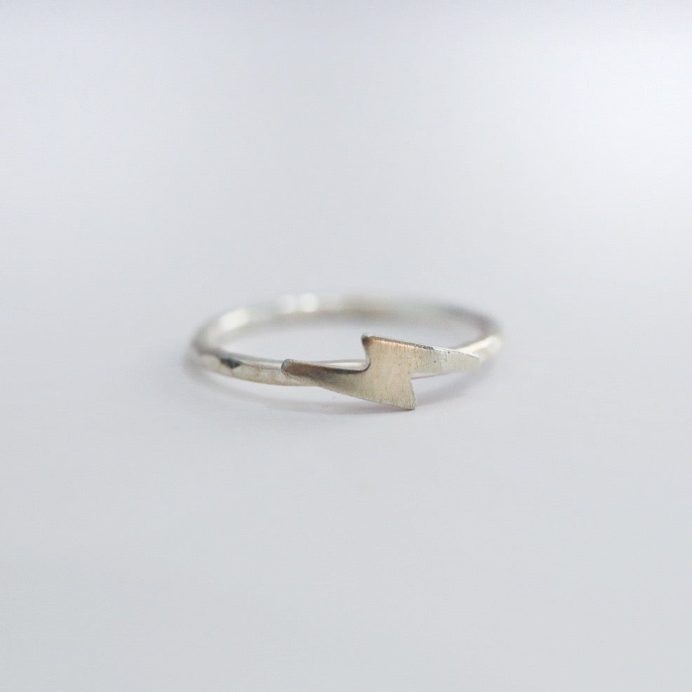 Lightning bolt stacking ring in sterling silver