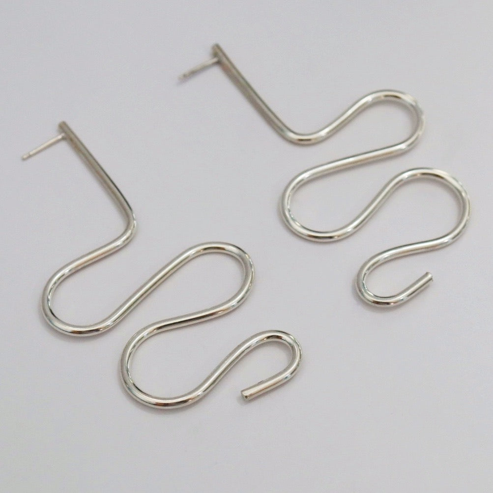 Squiggle Drop Statement Earrings - Choose your Metal / ready to ship