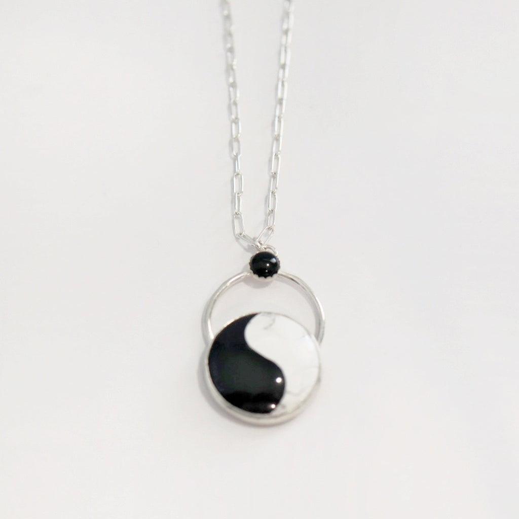 Yin Yang Peace Sign Necklace in Sterling Silver / ready to ship