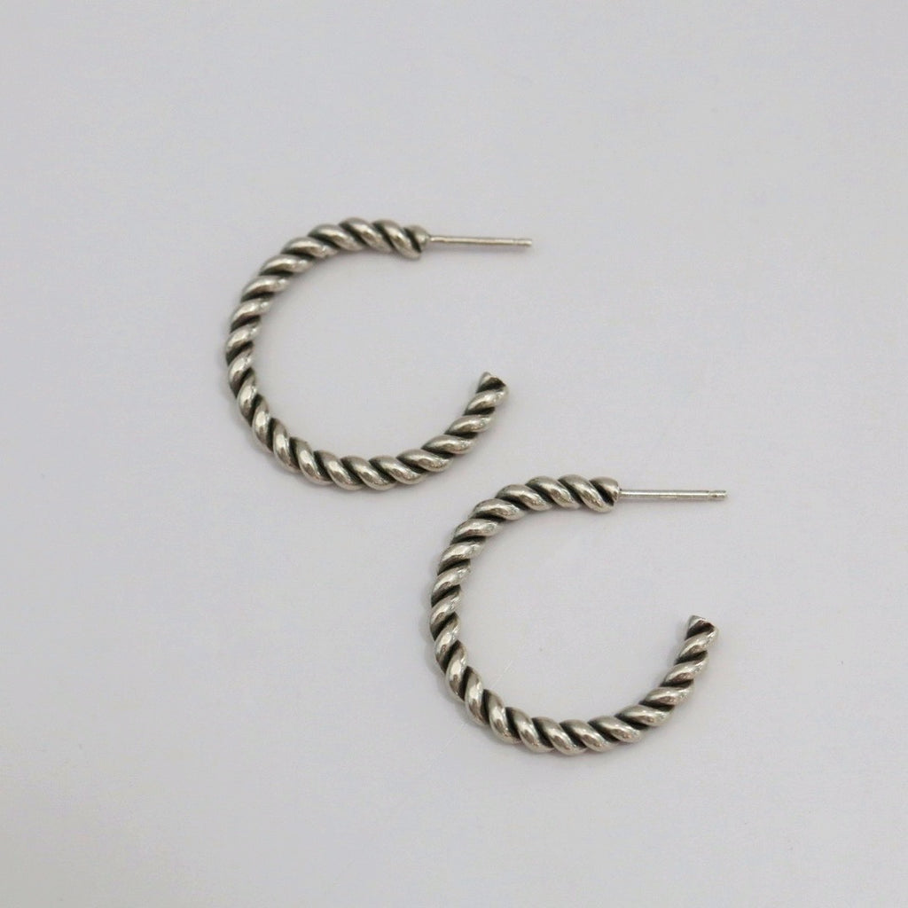 Oxidized Twist Hoop Earrings in Sterling Silver / ready to ship