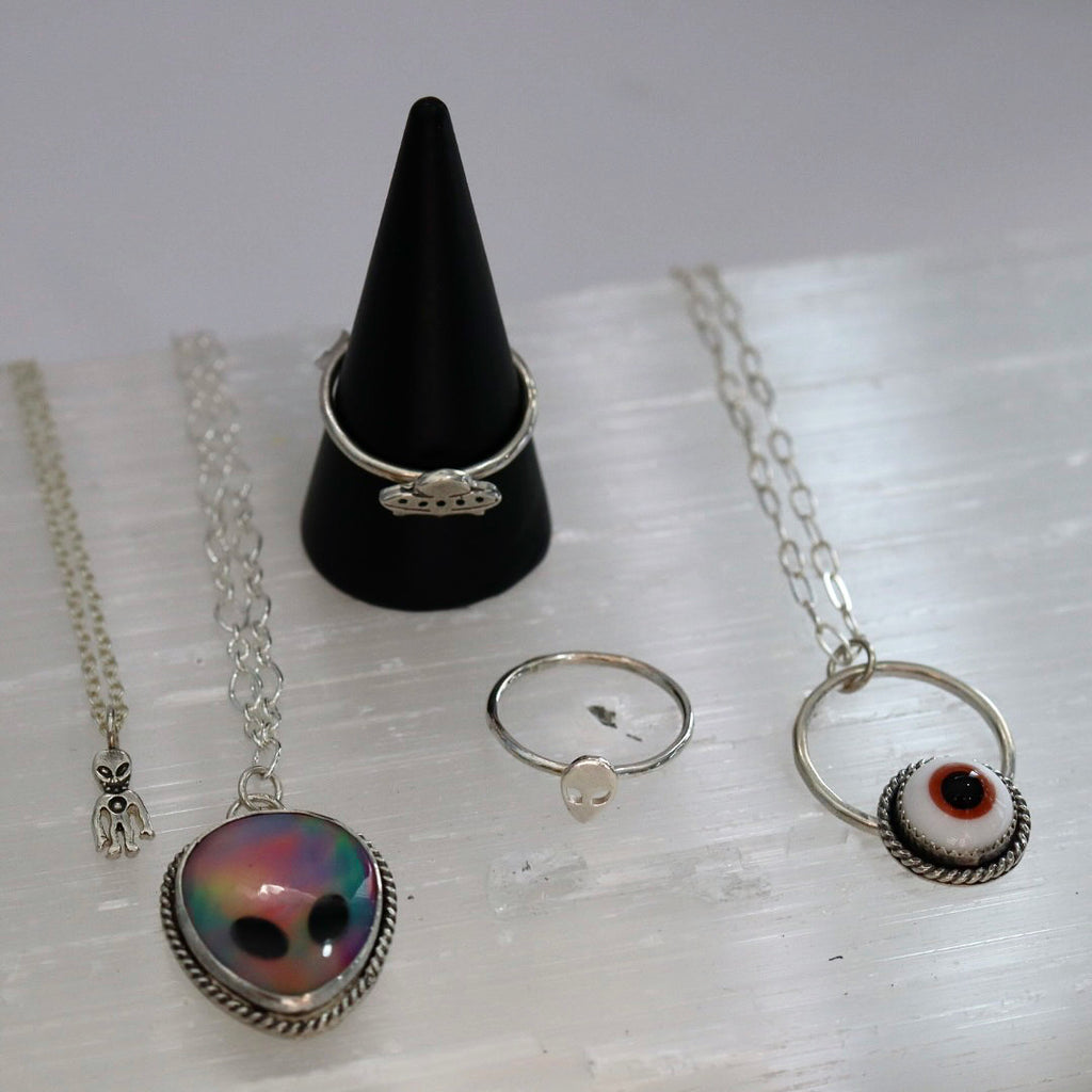 Alien Aurora Opal Necklace in Sterling Silver / Ready to Ship