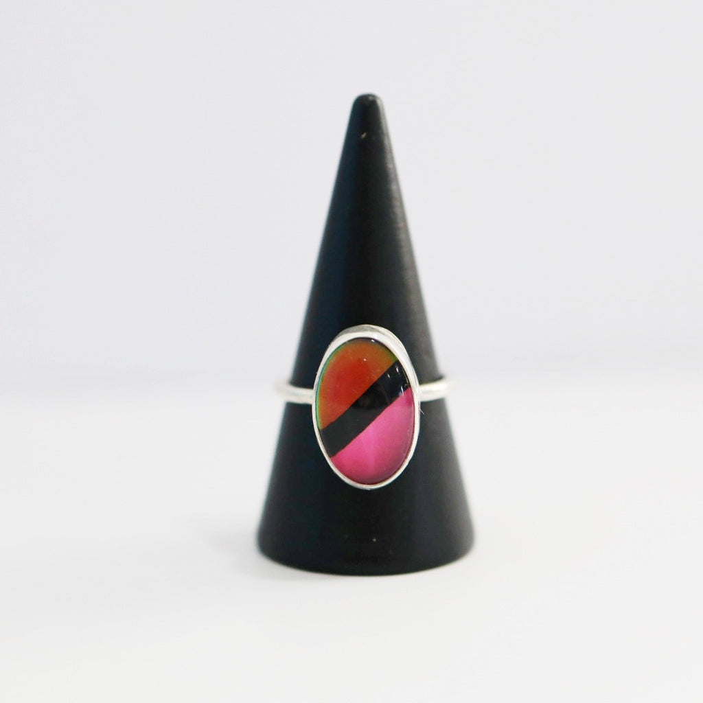 Mosaic Gemstone Ring in Sterling Silver / Ready to Ship size 7