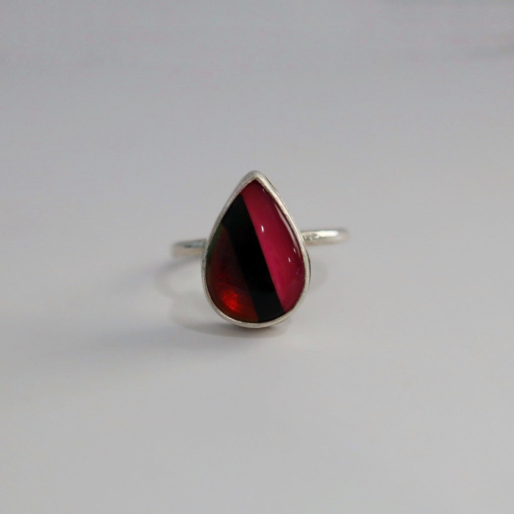 Teardrop Mosaic Ring in Sterling Silver / Ready to Ship Size 6