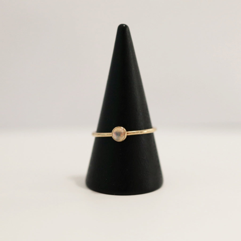 Moonstone Stacking Ring in 14 Karat Yellow Gold / ready to ship size 8