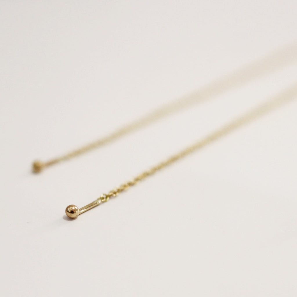Ball Threader Earrings in 14 Karat Yellow Gold / ready to ship