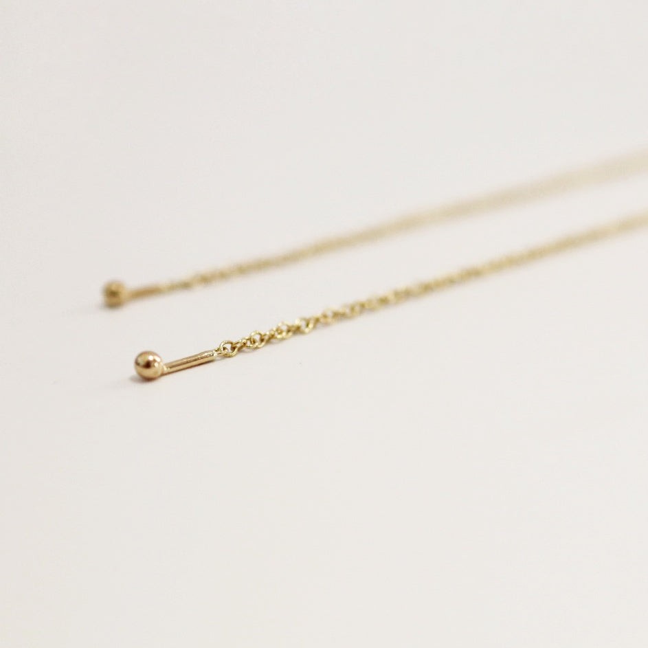 Ball Threader Earrings in 14 Karat Yellow Gold / ready to ship