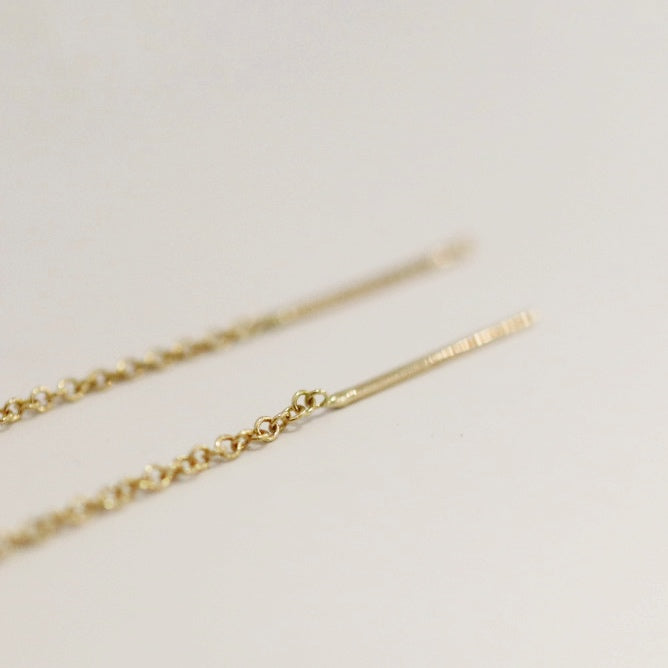 Ball Threader Earrings in 14 Karat Yellow Gold / ready to ship