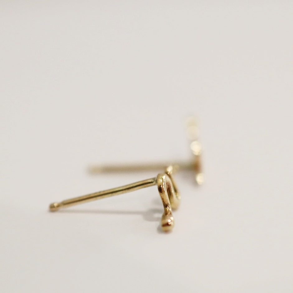 Tiny Snake Stud Earrings in 14K yellow gold / ready to ship