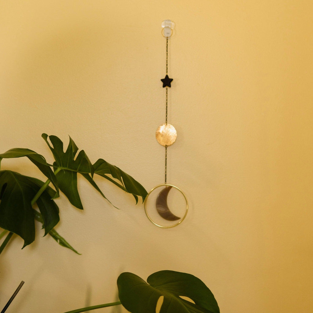 Star and Moon Celestial Gemstone Wall Hanging