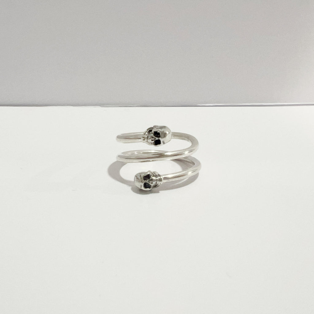 Skull Spiral Ring in Sterling Silver