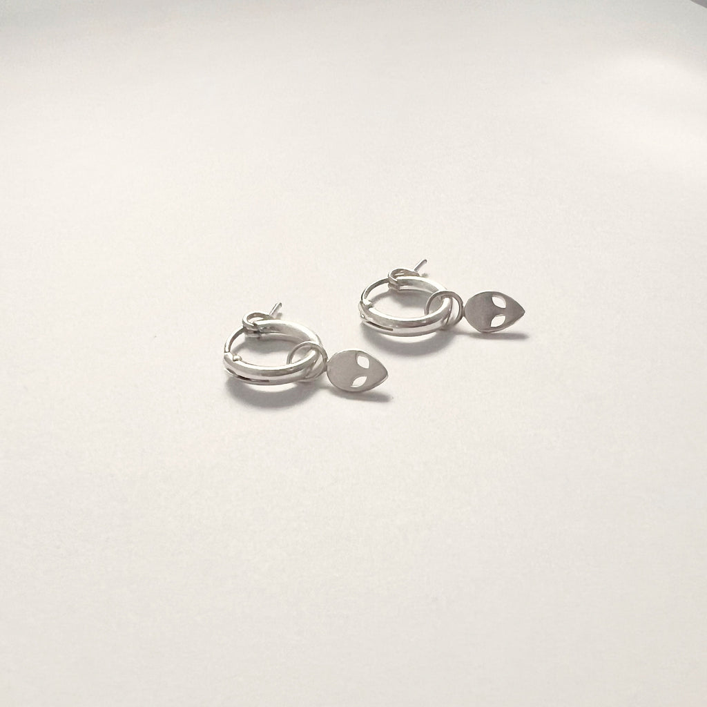 Alien Hoop Earrings in Sterling Silver / Ready to Ship