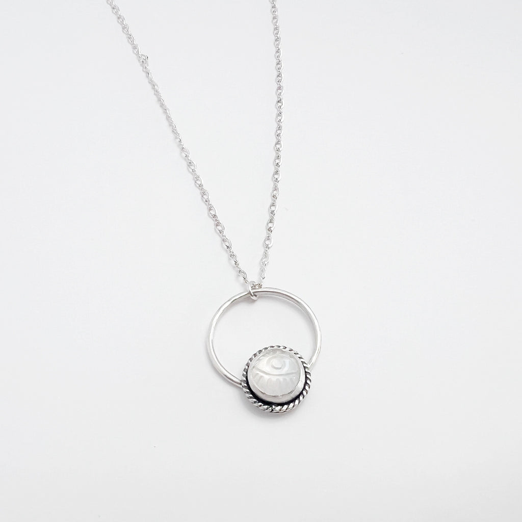 Moonstone Eye Necklace in Sterling Silver