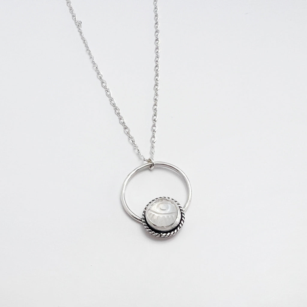 Moonstone Eye Necklace in Sterling Silver