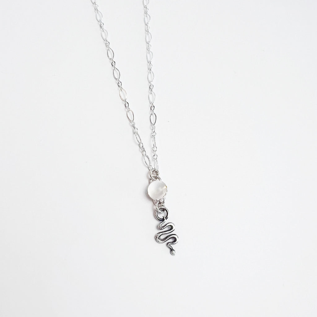 sterling silver moonstone and snake necklace
